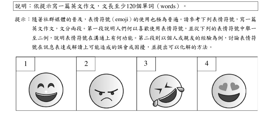 112 學測英文作文題目（大考中心試卷）